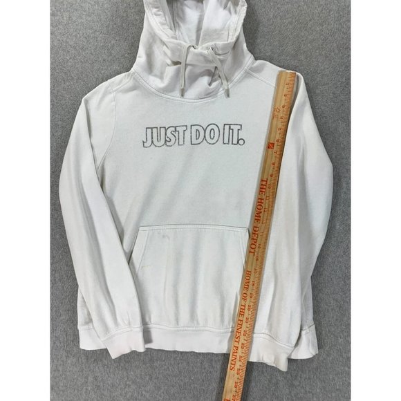 Nike‎ Just Do It Blue Label Cowl Neck Hoodie Sweatshirt (Women's Large) White - Picture 5 of 13